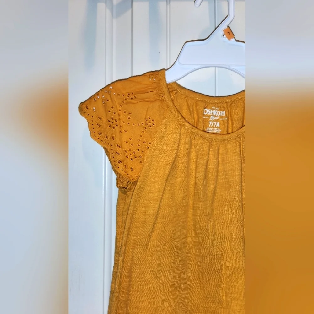 OshKosh B'gosh Mustard Yellow Eyelet Sleeve Top